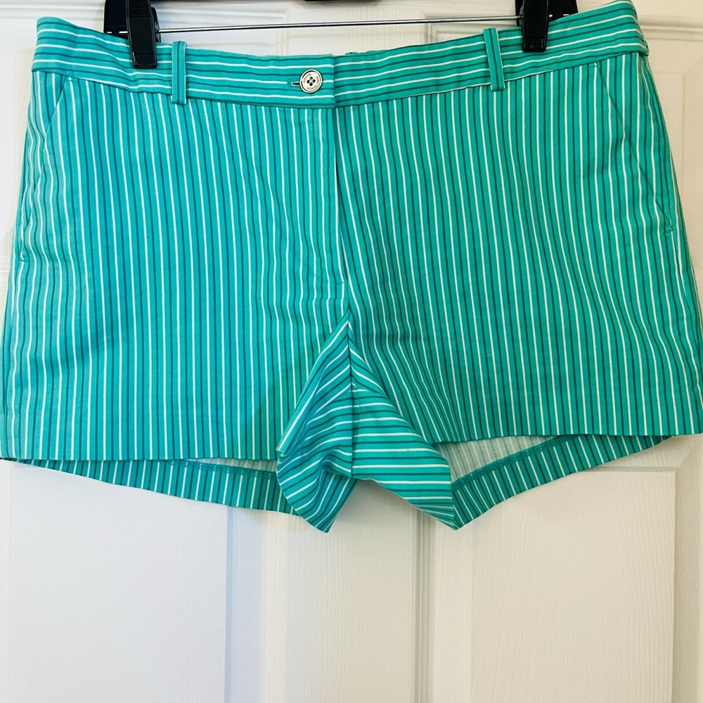 Michael Kors Green shorts with Vertical Stripes